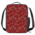 Red Adinkra Tribe Symbols Print Crossbody Lunch Bag