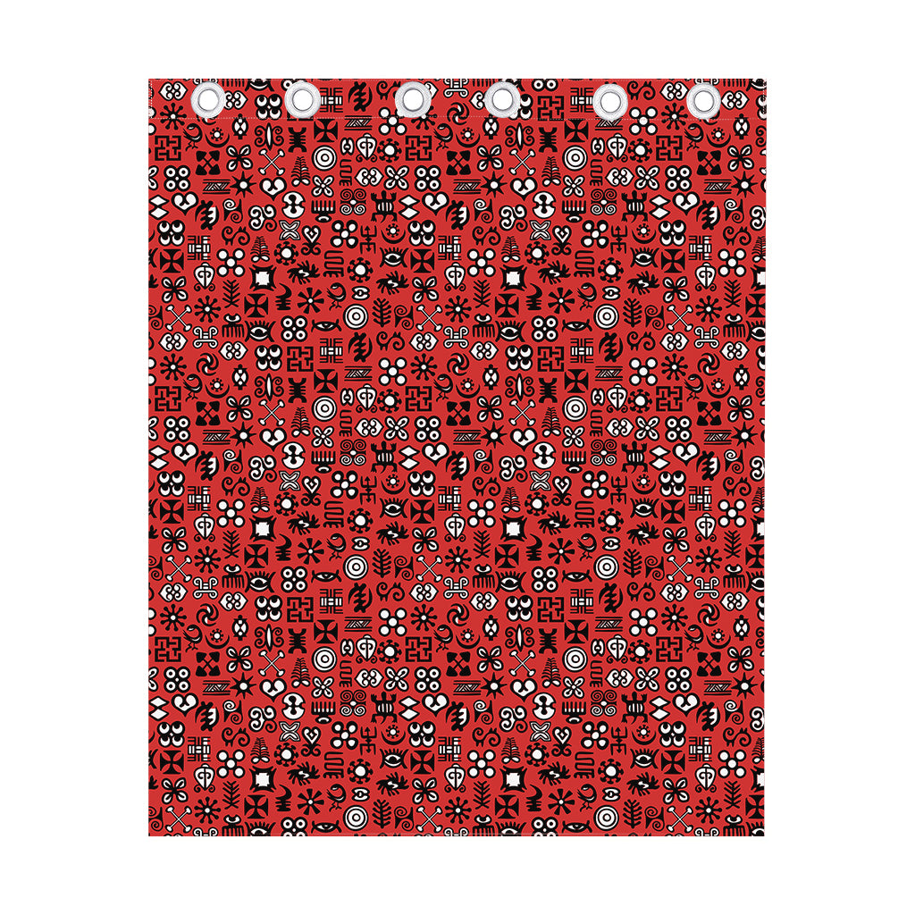 Red Adinkra Tribe Symbols Print Curtain