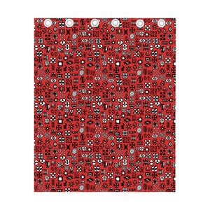 Red Adinkra Tribe Symbols Print Curtain