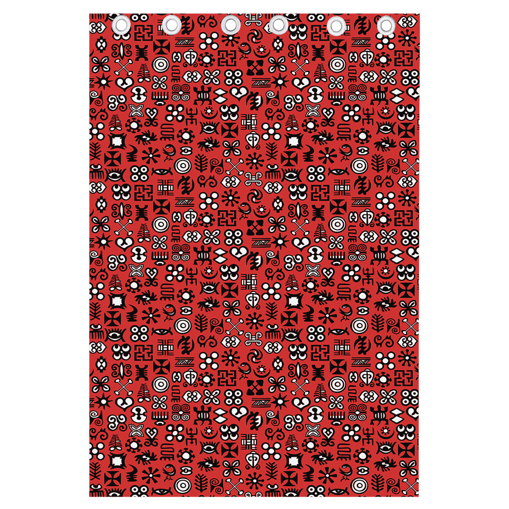 Red Adinkra Tribe Symbols Print Curtain