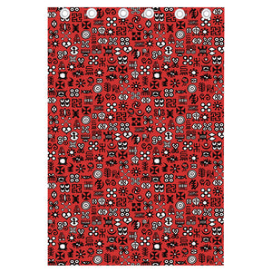 Red Adinkra Tribe Symbols Print Curtain