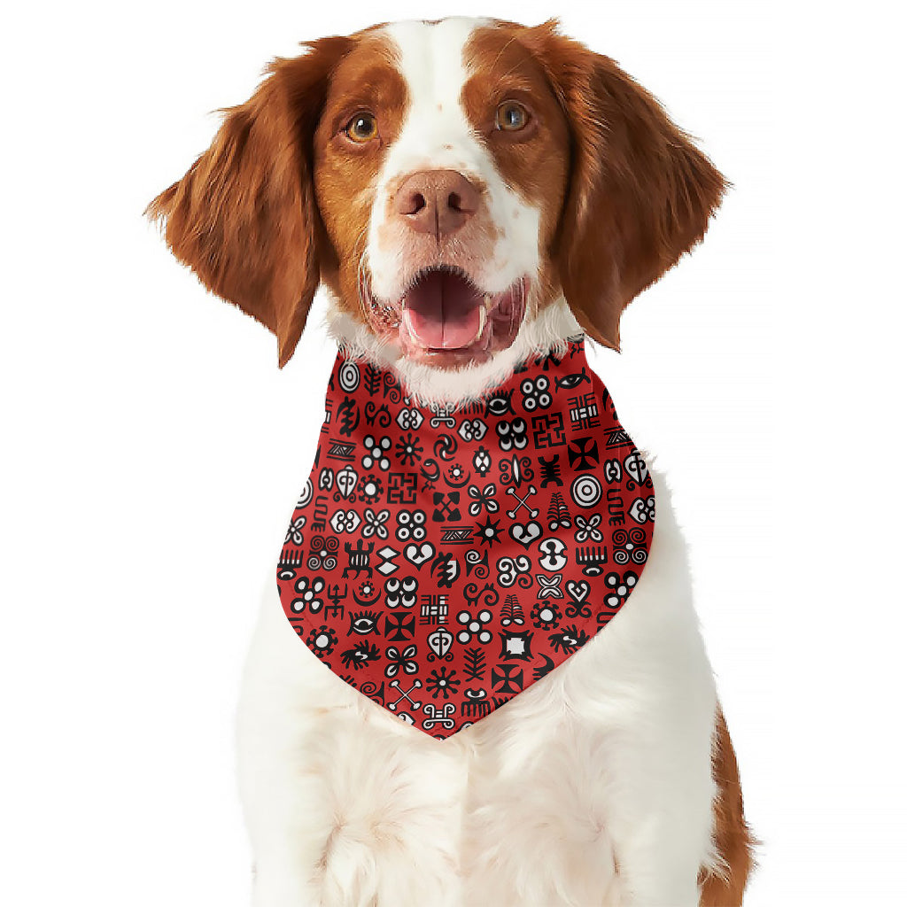 Red Adinkra Tribe Symbols Print Dog Bandana