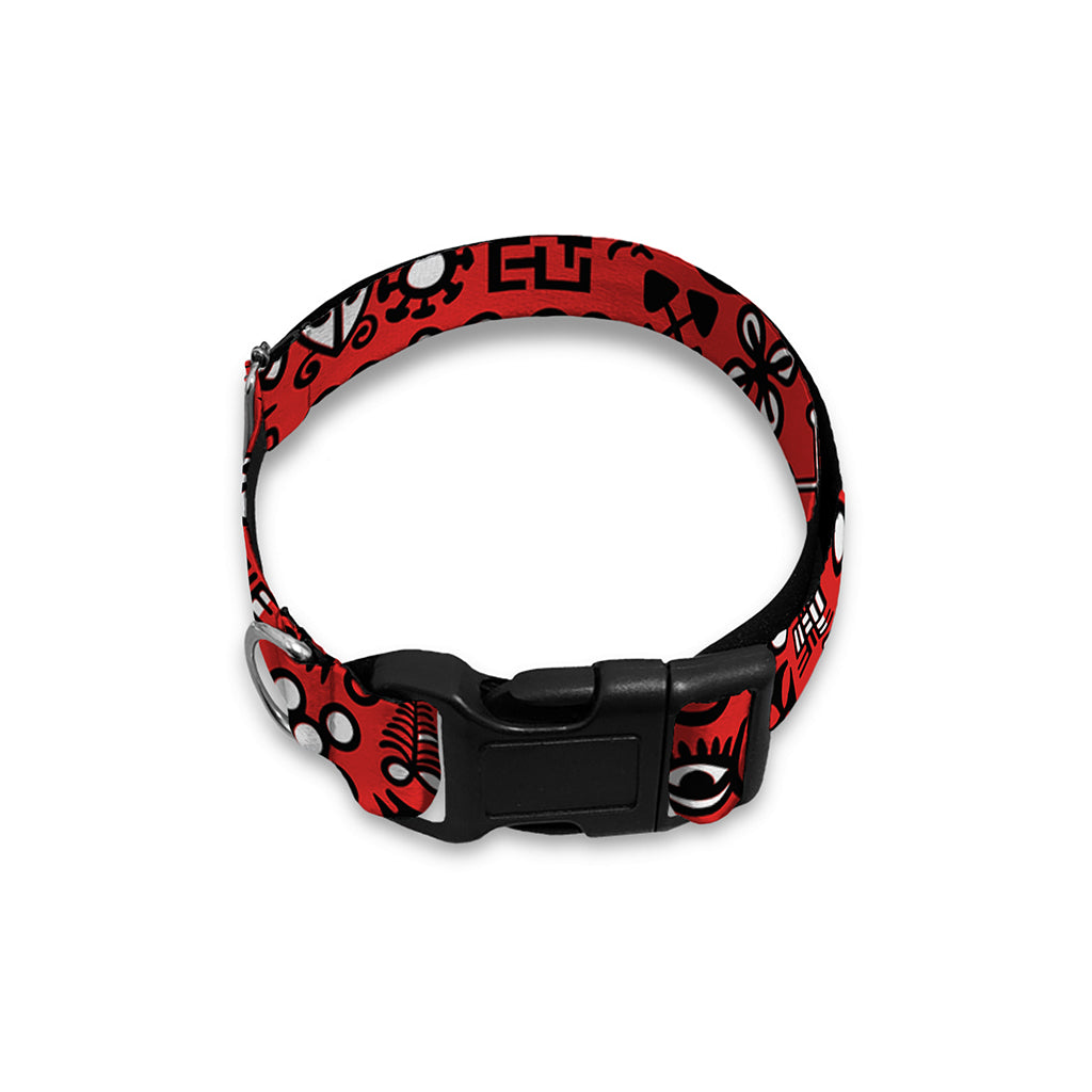 Red Adinkra Tribe Symbols Print Dog Collar