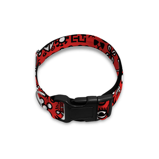 Red Adinkra Tribe Symbols Print Dog Collar