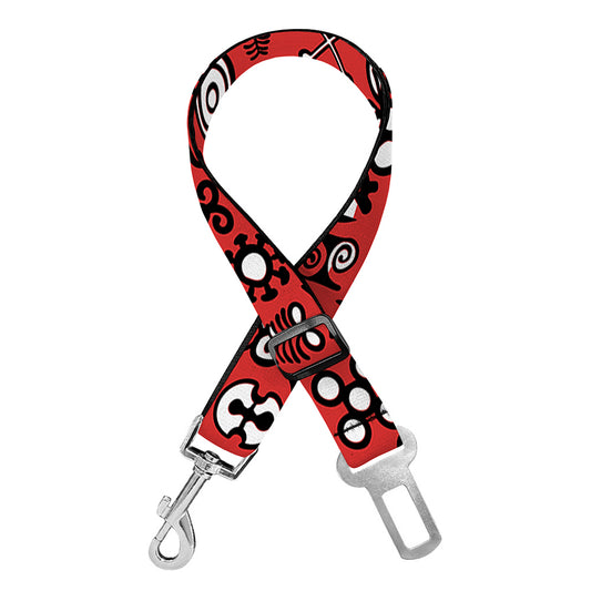 Red Adinkra Tribe Symbols Print Dog Seat Belt