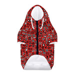 Red Adinkra Tribe Symbols Print Dog Zip Up Hoodie