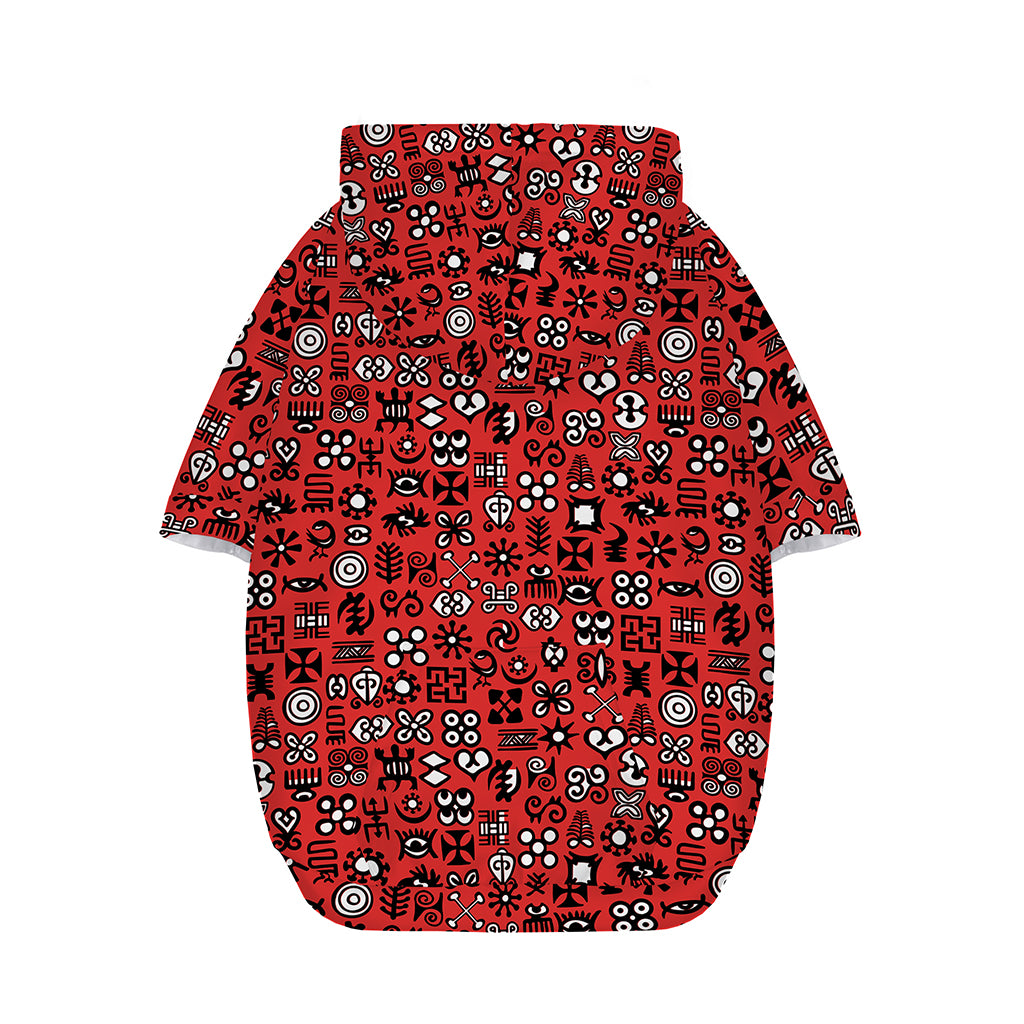Red Adinkra Tribe Symbols Print Dog Zip Up Hoodie
