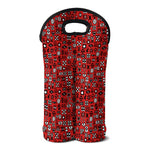Red Adinkra Tribe Symbols Print Double Neoprene Wine Tote