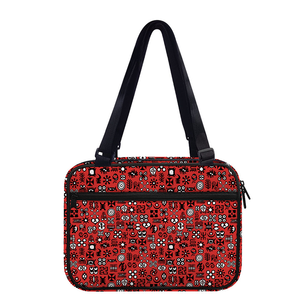 Red Adinkra Tribe Symbols Print Double Strap Bible Bag