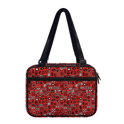 Red Adinkra Tribe Symbols Print Double Strap Bible Bag