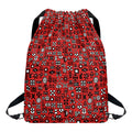 Red Adinkra Tribe Symbols Print Drawstring Backpack
