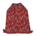 Red Adinkra Tribe Symbols Print Drawstring Bag