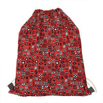Red Adinkra Tribe Symbols Print Drawstring Bag