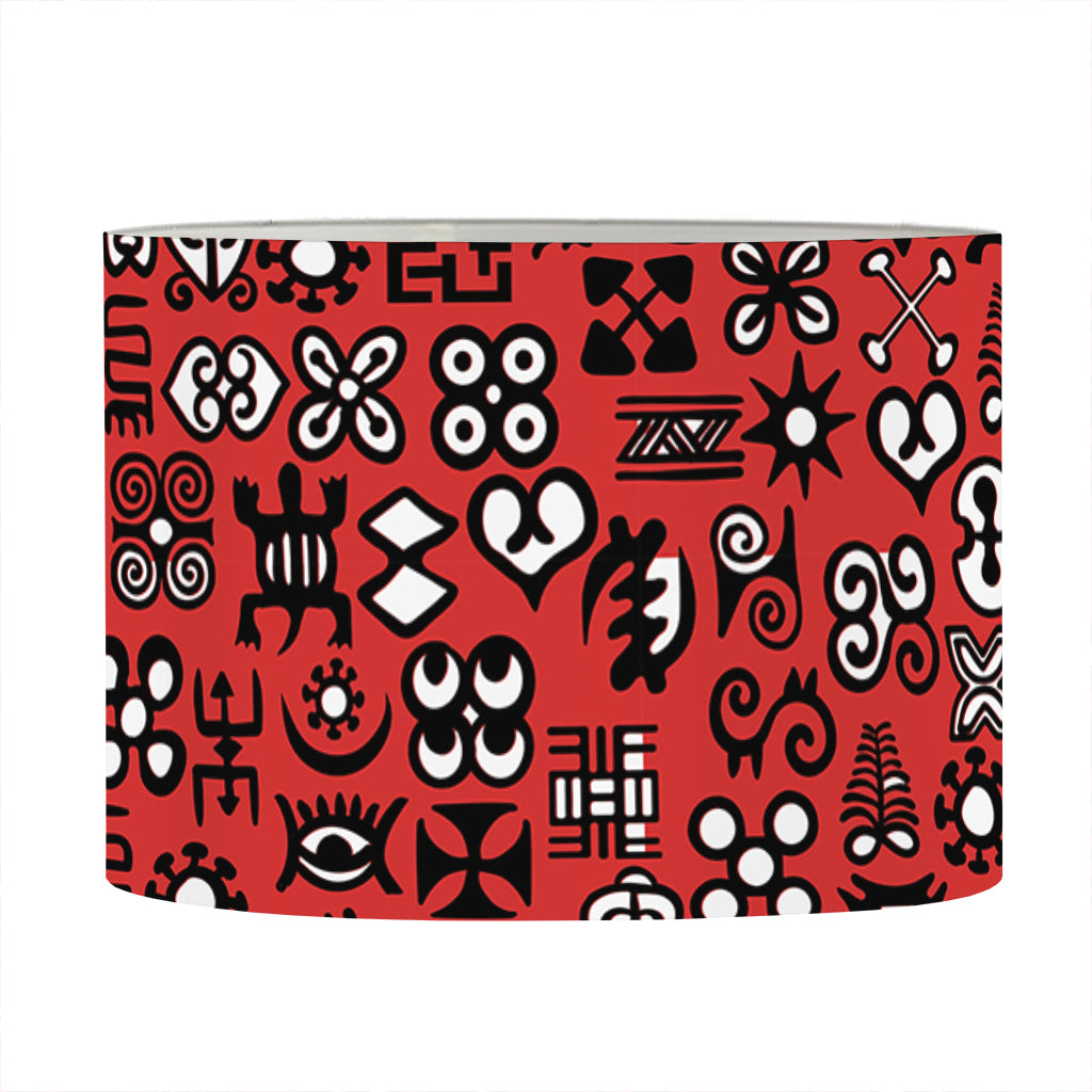 Red Adinkra Tribe Symbols Print Drum Lamp Shade