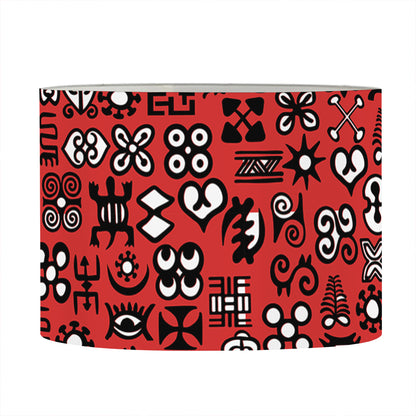 Red Adinkra Tribe Symbols Print Drum Lamp Shade
