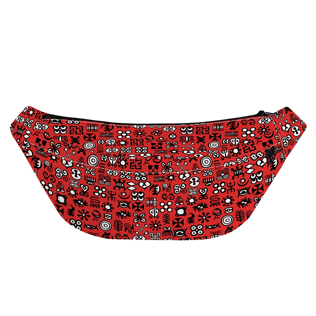 Red Adinkra Tribe Symbols Print Fanny Pack