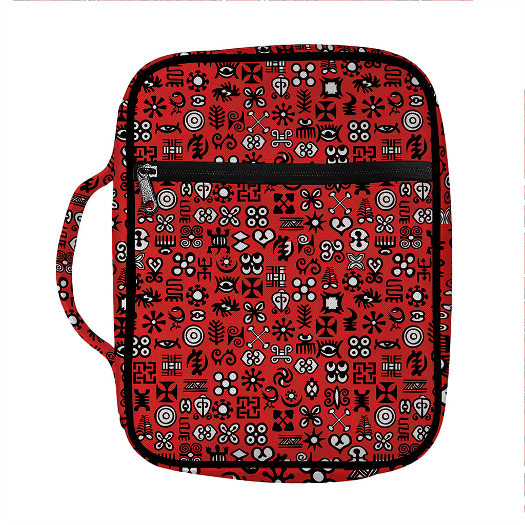 Red Adinkra Tribe Symbols Print Front Pocket Bible Bag