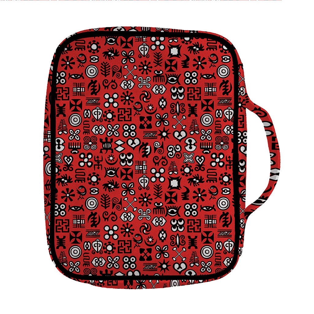 Red Adinkra Tribe Symbols Print Front Pocket Bible Bag