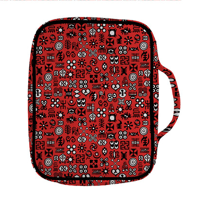 Red Adinkra Tribe Symbols Print Front Pocket Bible Bag
