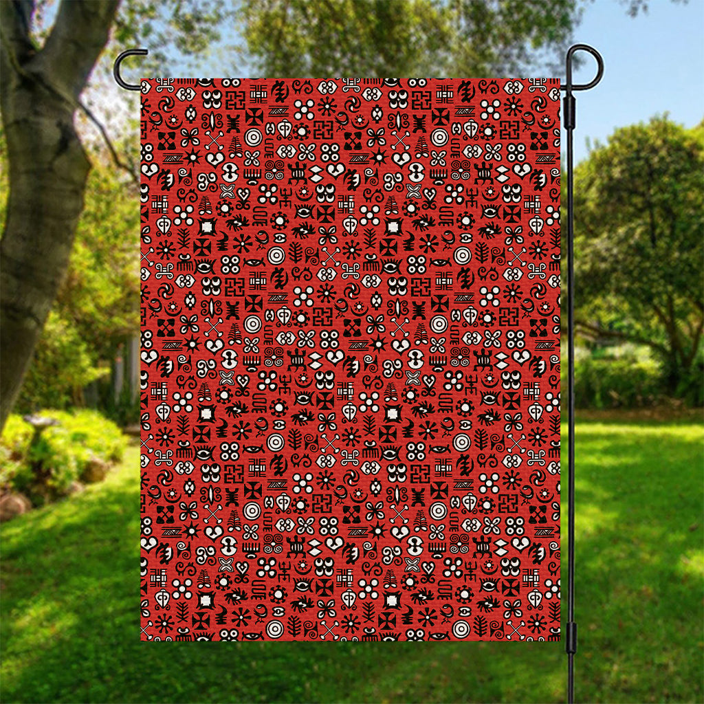 Red Adinkra Tribe Symbols Print Garden Flag