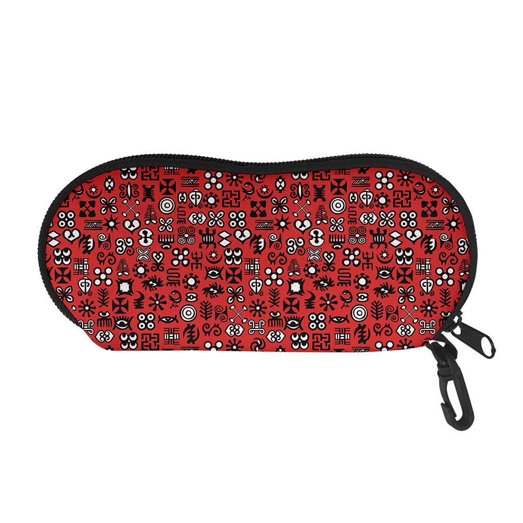 Red Adinkra Tribe Symbols Print Glasses Case