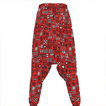 Red Adinkra Tribe Symbols Print Hammer Pants