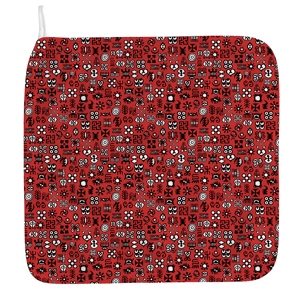 Red Adinkra Tribe Symbols Print Hand Towel