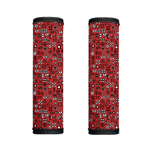 Red Adinkra Tribe Symbols Print Handle Covers