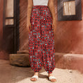 Red Adinkra Tribe Symbols Print Harem Pants