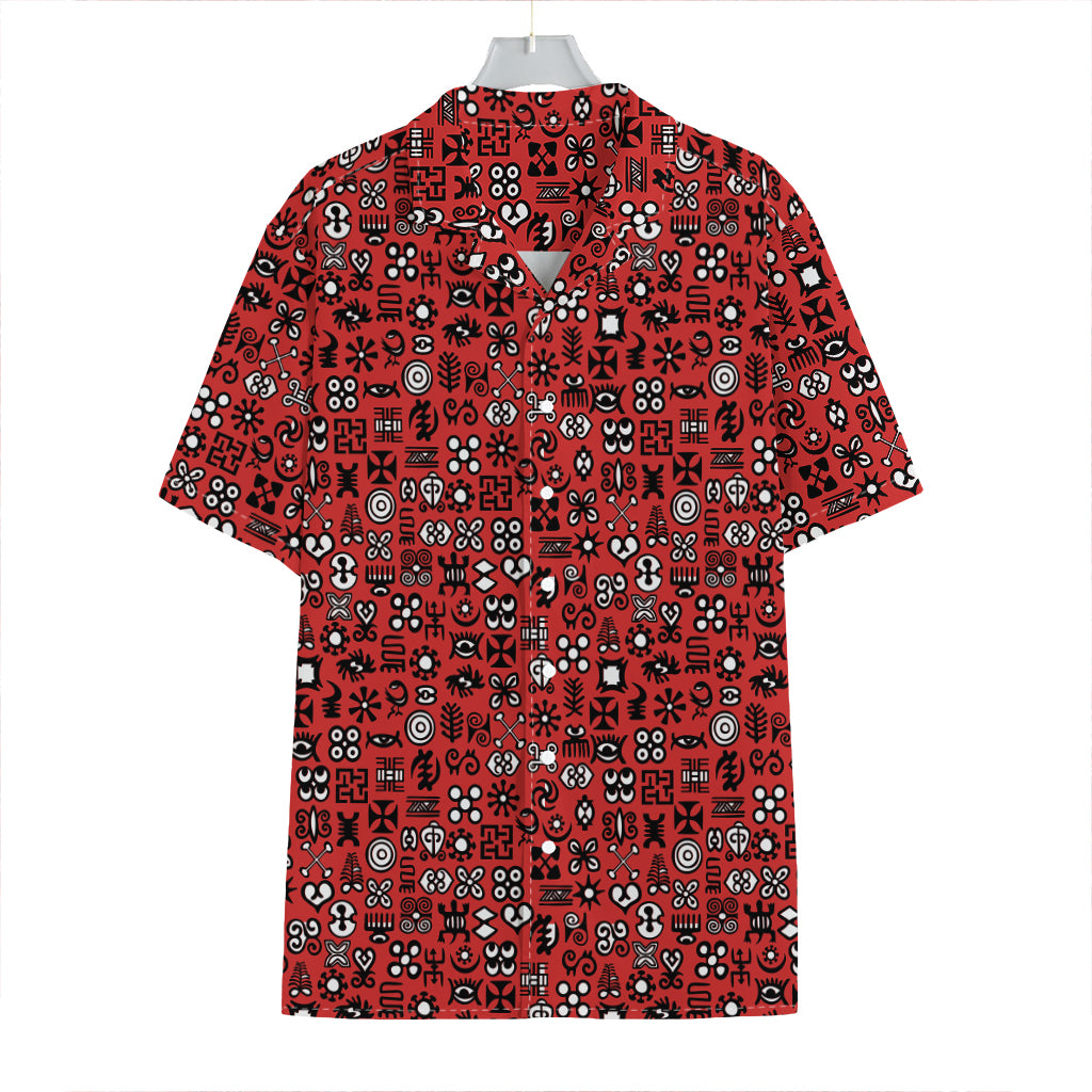 Red Adinkra Tribe Symbols Print Hawaiian Shirt