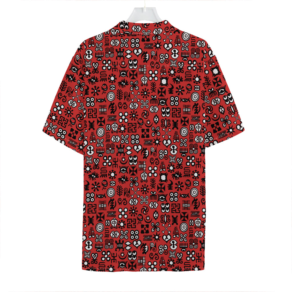 Red Adinkra Tribe Symbols Print Hawaiian Shirt