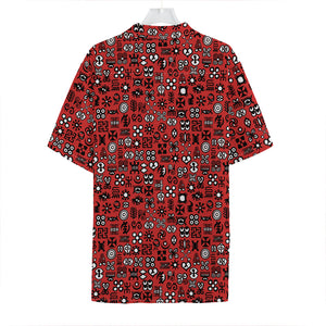 Red Adinkra Tribe Symbols Print Hawaiian Shirt