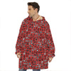 Red Adinkra Tribe Symbols Print Hoodie Blanket