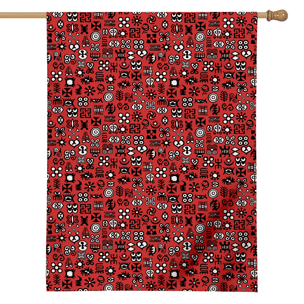 Red Adinkra Tribe Symbols Print House Flag