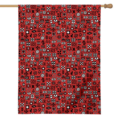 Red Adinkra Tribe Symbols Print House Flag