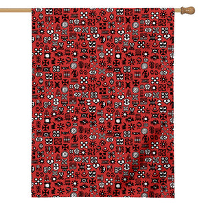 Red Adinkra Tribe Symbols Print House Flag