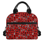 Red Adinkra Tribe Symbols Print Insulated Lunch Bag