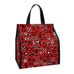Red Adinkra Tribe Symbols Print Insulated Lunch Tote