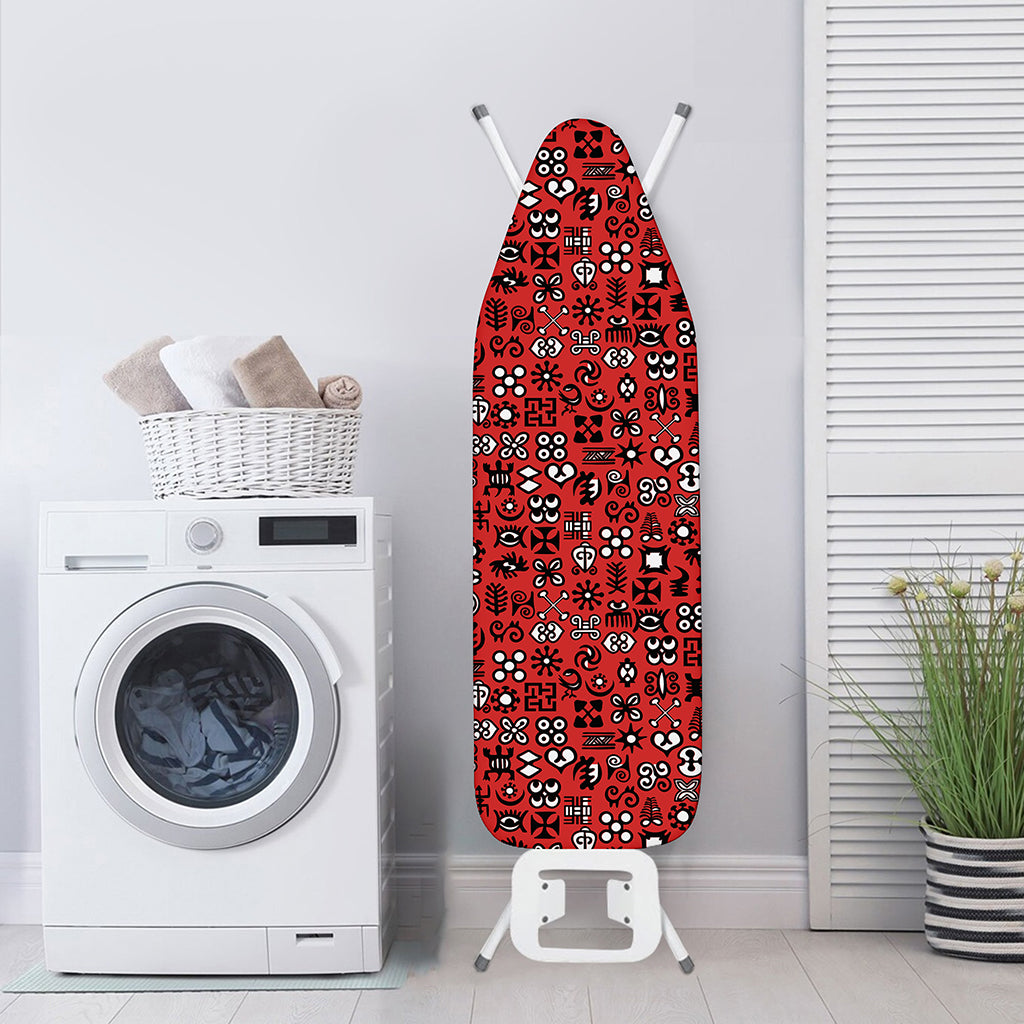 Red Adinkra Tribe Symbols Print Ironing Board Cover