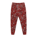 Red Adinkra Tribe Symbols Print Jogger Pants