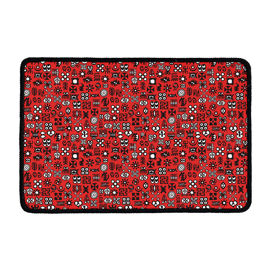 Red Adinkra Tribe Symbols Print Kitchen Mat