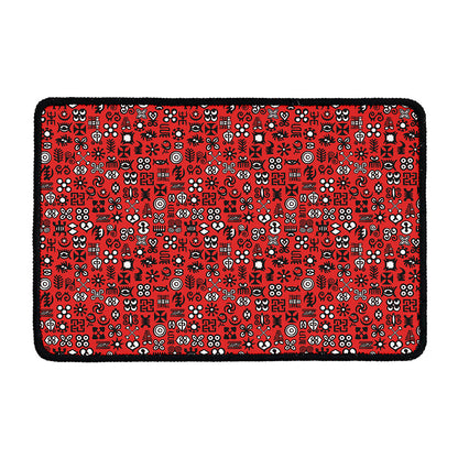 Red Adinkra Tribe Symbols Print Kitchen Mat