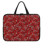 Red Adinkra Tribe Symbols Print Laptop Sleeve With Handle
