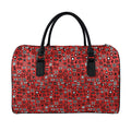 Red Adinkra Tribe Symbols Print Leather Duffel Bag