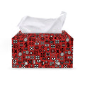 Red Adinkra Tribe Symbols Print Leather Tissue Box Cover