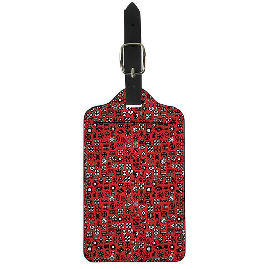 Red Adinkra Tribe Symbols Print Luggage Tag