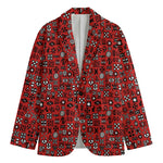 Red Adinkra Tribe Symbols Print Men's Blazer