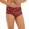 Red Adinkra Tribe Symbols Print Men's Briefs