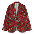 Red Adinkra Tribe Symbols Print Men's Cotton Blazer