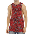 Red Adinkra Tribe Symbols Print Men's Muscle Tank Top